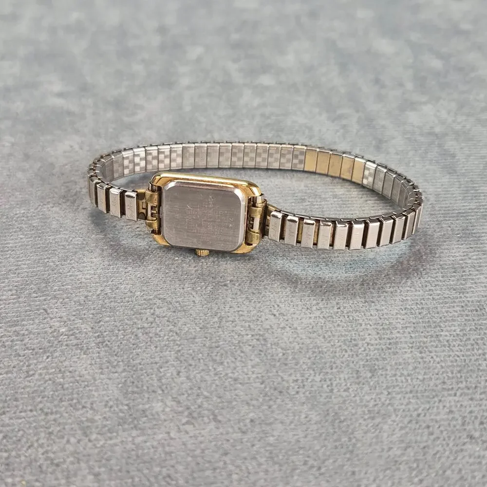 Vintage Timex Speidel Quartz Gold Silver Tone Women's Elastic Band PARTS ONLY
